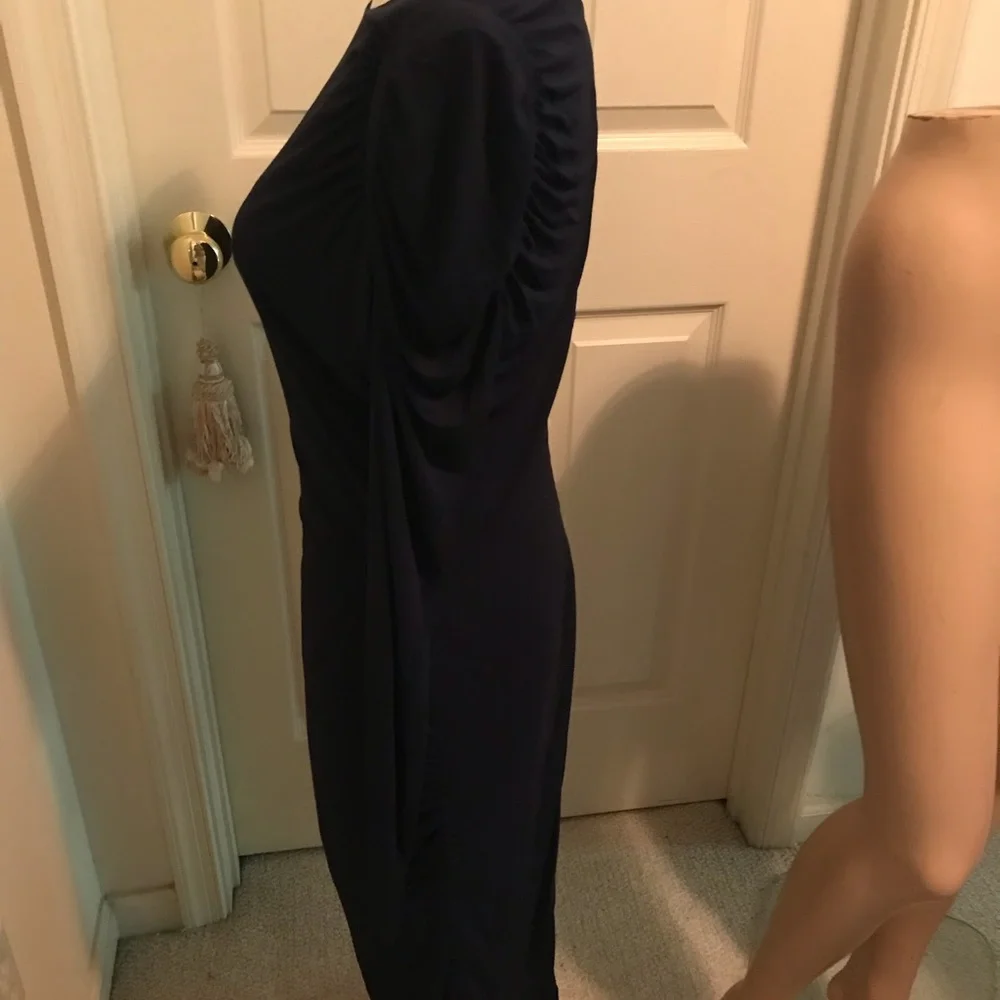 Alexander McQueen dress midi length navy ink color l/s size 44 $1390 - Picture 10 of 11